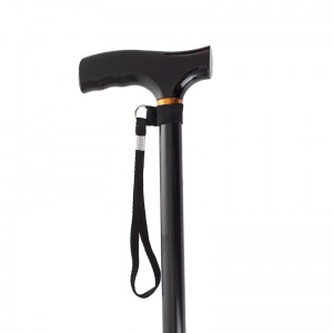 Height Adjustable Black Walking Stick with Crutch Handle
