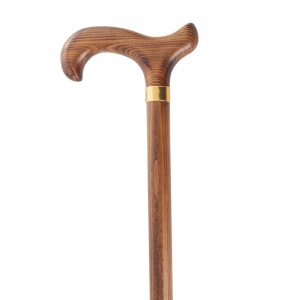 Flame-Scorched Brass Collar Beech Wood Derby Walking Stick