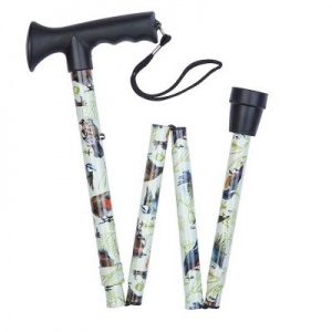 Ziggy Birds Height-Adjustable Folding Walking Stick with Gel Handle