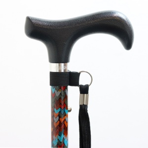 Ziggy Heart Pattern Short Height-Adjustable Folding Walking Stick