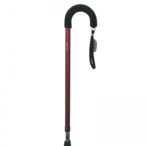Ziggy Burgundy Height-Adjustable Walking Stick with Crook Handle