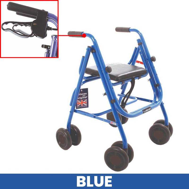 Uniscan Cadet Lightweight 4-Wheel Walker with Lever Brake (Blue)