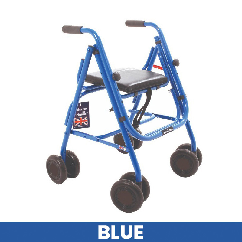 Uniscan Cadet Lightweight 4-Wheel Walker with Pressure Brake (Blue)