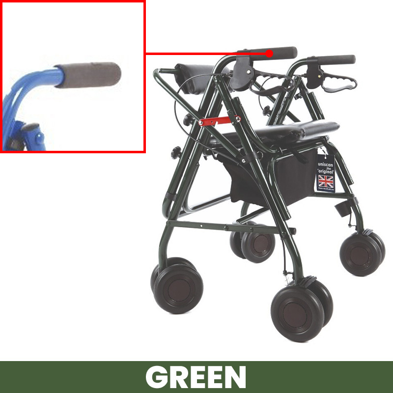 Uniscan Grand Glider Plus Wide Frame 4-Wheel Walker with Pressure Brake (Green)