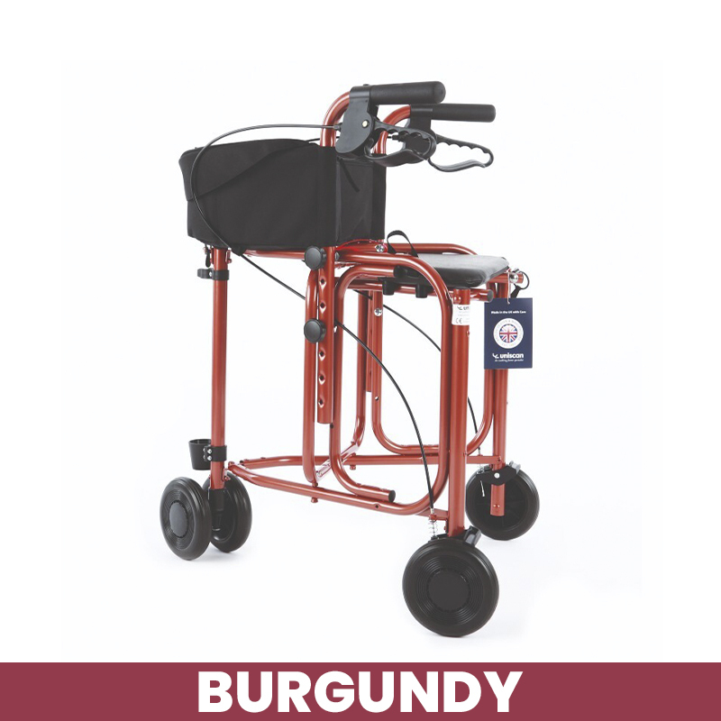 Uniscan Triumph 3-Wheel Walker with Lever Brake (Burgundy)