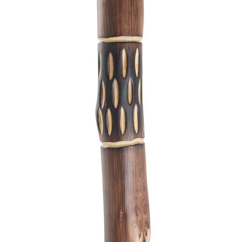 Gents' Chestnut Crook Walking Stick with Decorative Pattern