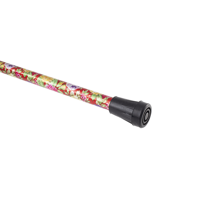 Aluminium Derby-Handle Height-Adjustable Lightweight Walking Stick (Red Floral)