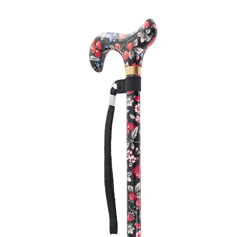 Adjustable Fruit Patterned Derby Handle Walking Stick