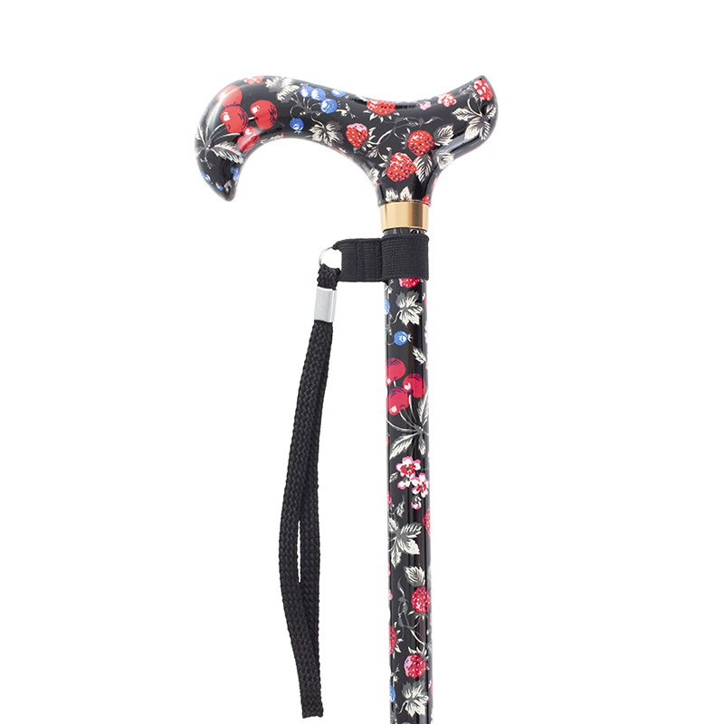 Adjustable Fruit Patterned Derby Handle Walking Stick