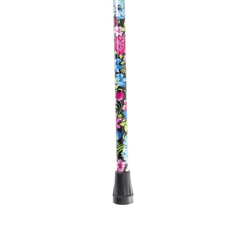 Derby Tea Party Extending Black and Blue Floral Patterned Cane