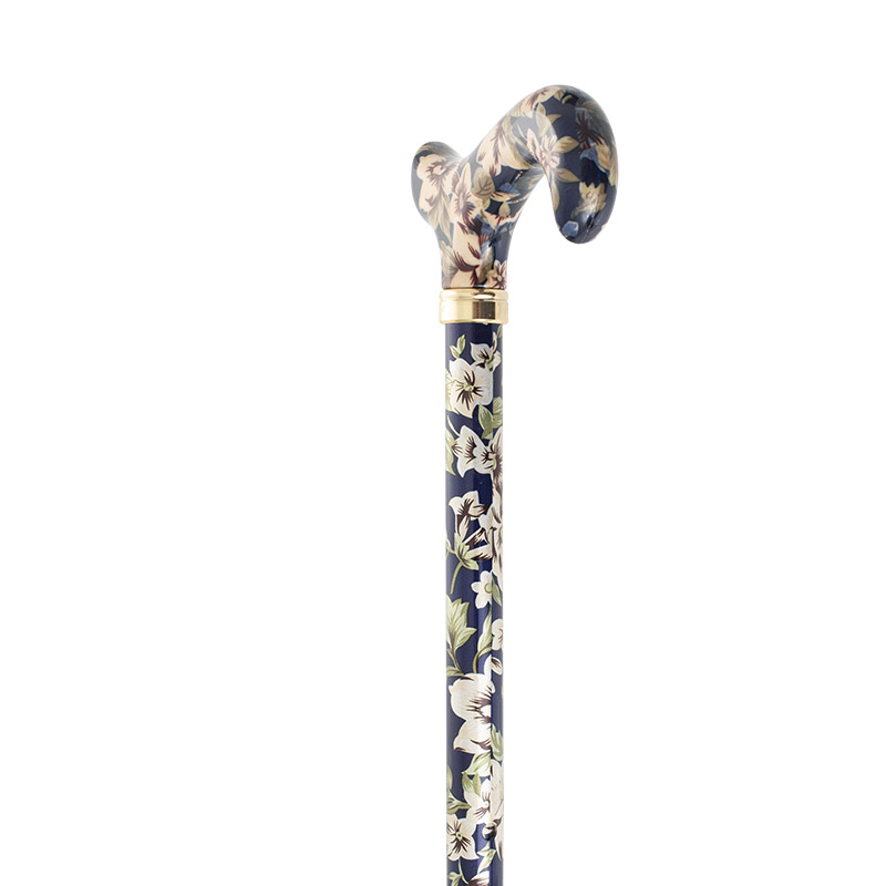 Derby Tea Party Extending Dark Blue Floral Cane