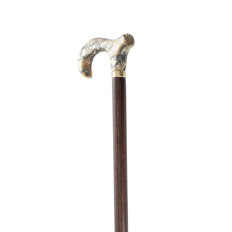 Marbled Golden Beige Derby Moderne Handle Walking Cane