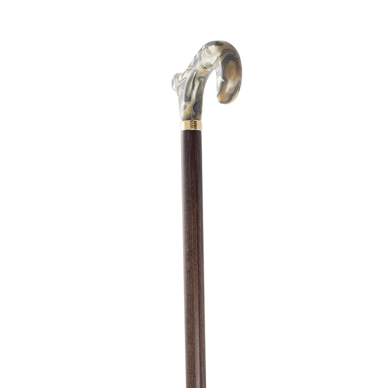 Marbled Golden Beige Derby Moderne Handle Walking Cane