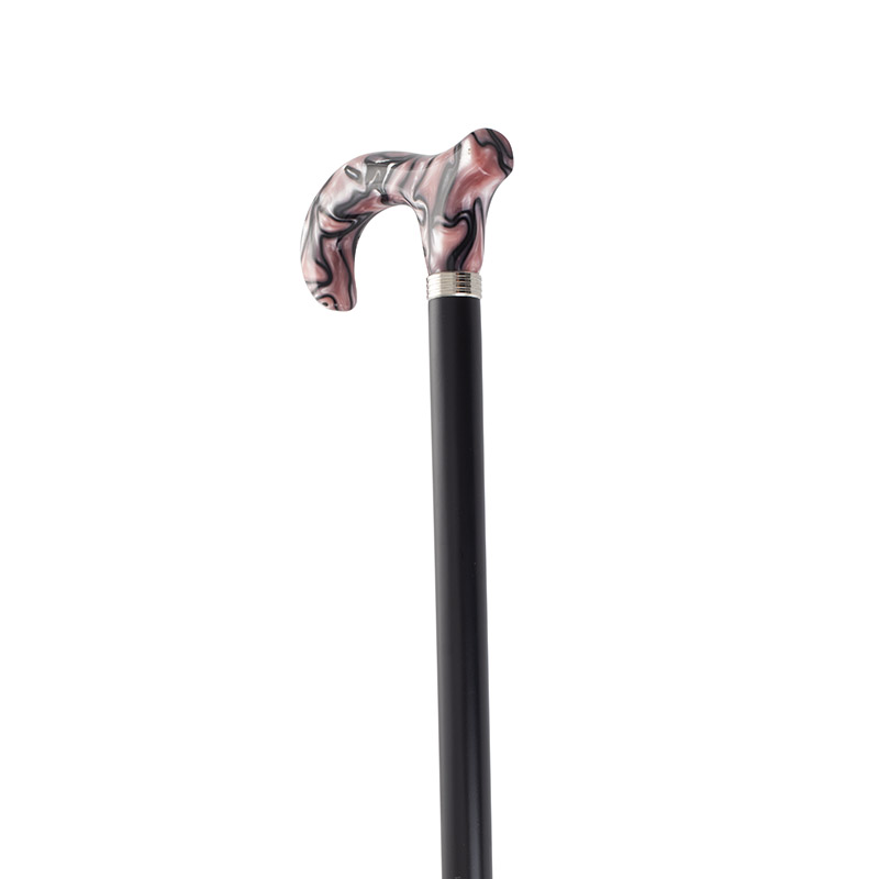 Marbled Pink Derby Handle Moderne Walking Cane