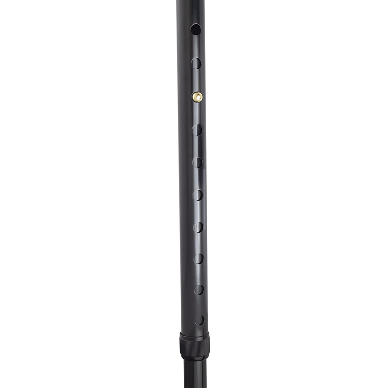 Height Adjustable Black Walking Stick with Crutch Handle