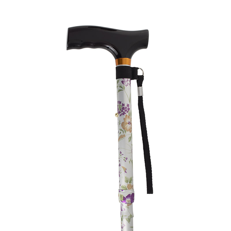 Woodland Flowers Height Adjustable Folding Cane with Crutch Handle