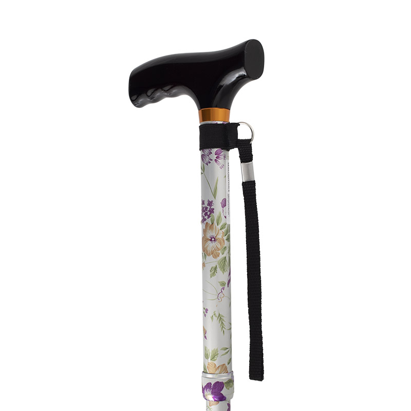 Woodland Flowers Height Adjustable Folding Cane with Crutch Handle