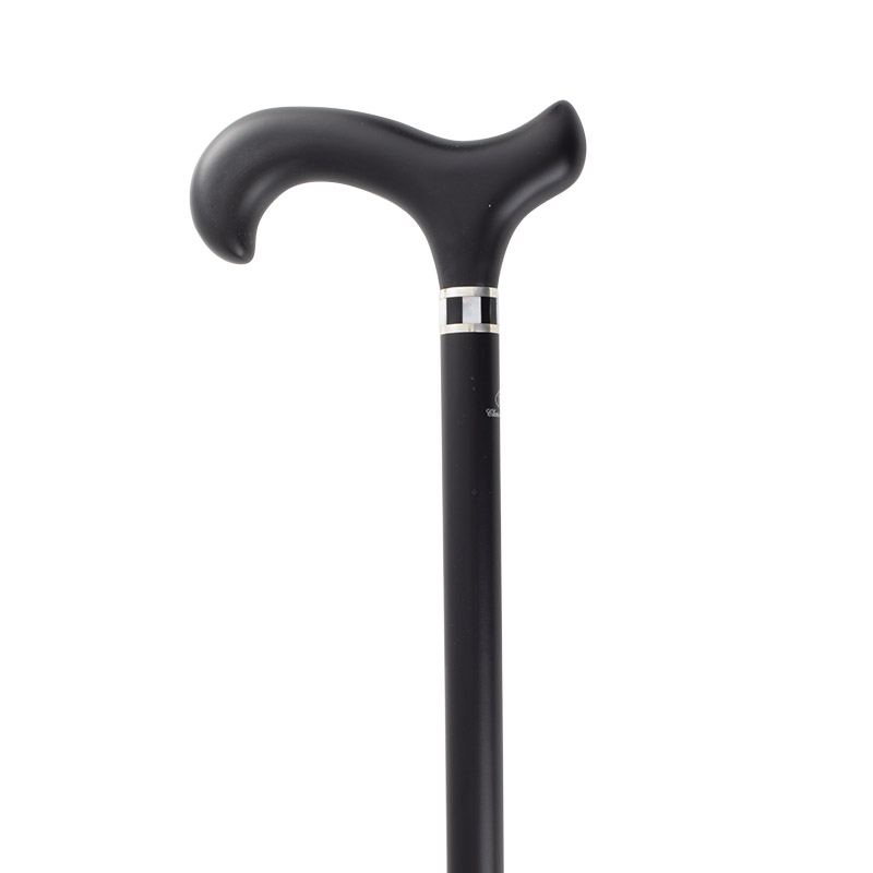 Gents' Black Derby Cane with Art Deco Collar