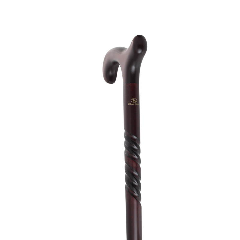 Gents' Beech Derby Burgundy Walking Stick with Spiral