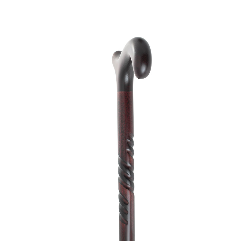 Gents' Beech Derby Burgundy Walking Stick with Spiral