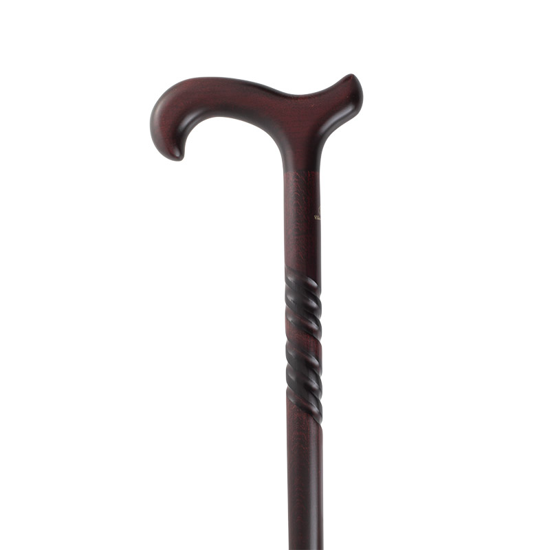 Gents' Beech Derby Burgundy Walking Stick with Spiral