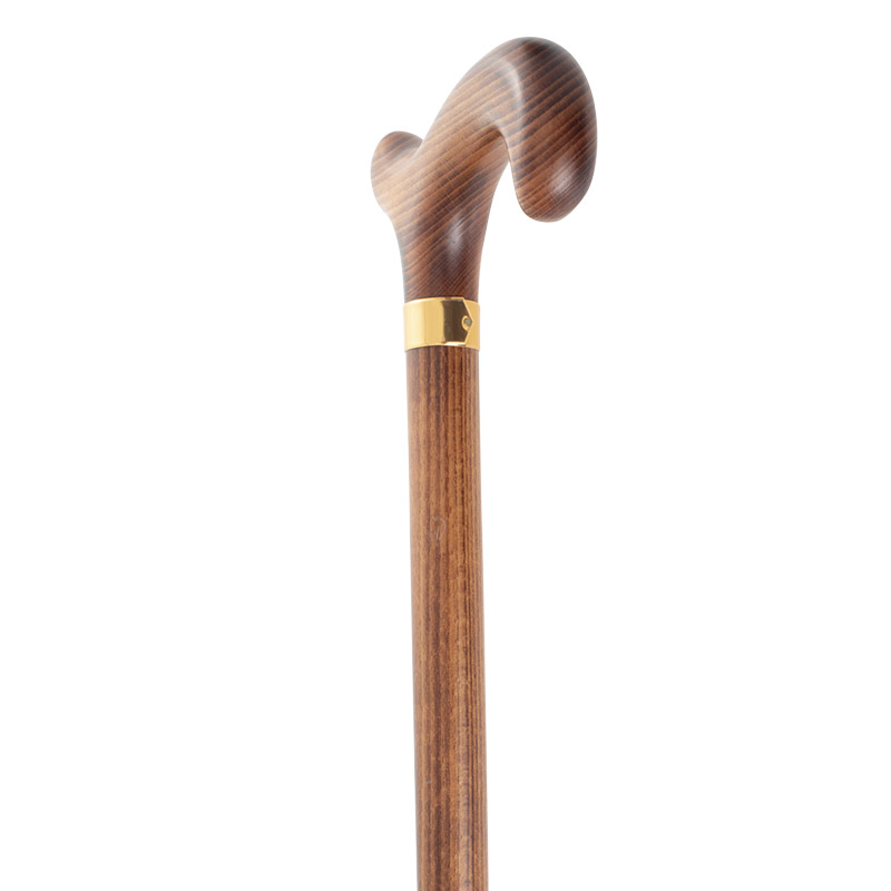 Flame-Scorched Brass Collar Beech Wood Derby Walking Stick