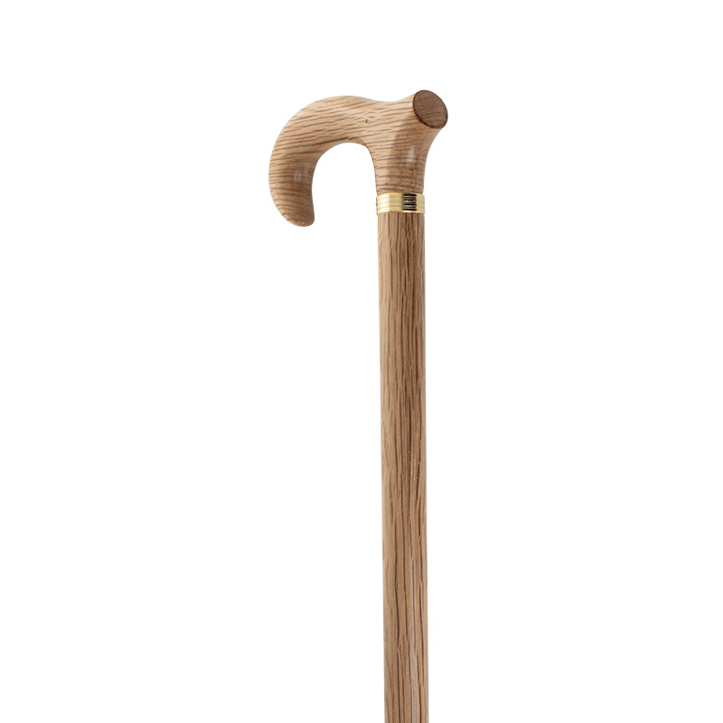 Holm Oak Wood Derby Walking Cane with Brass Collar