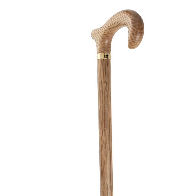 Holm Oak Wood Derby Walking Cane with Brass Collar