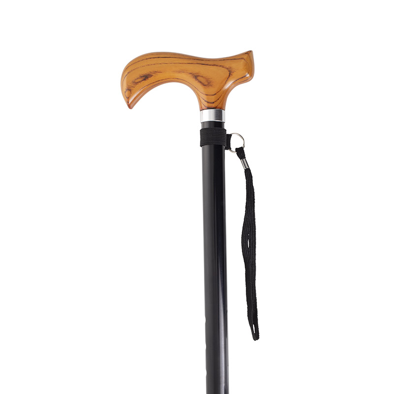 Height-Adjustable Shock Absorbing Black Derby Walking Stick