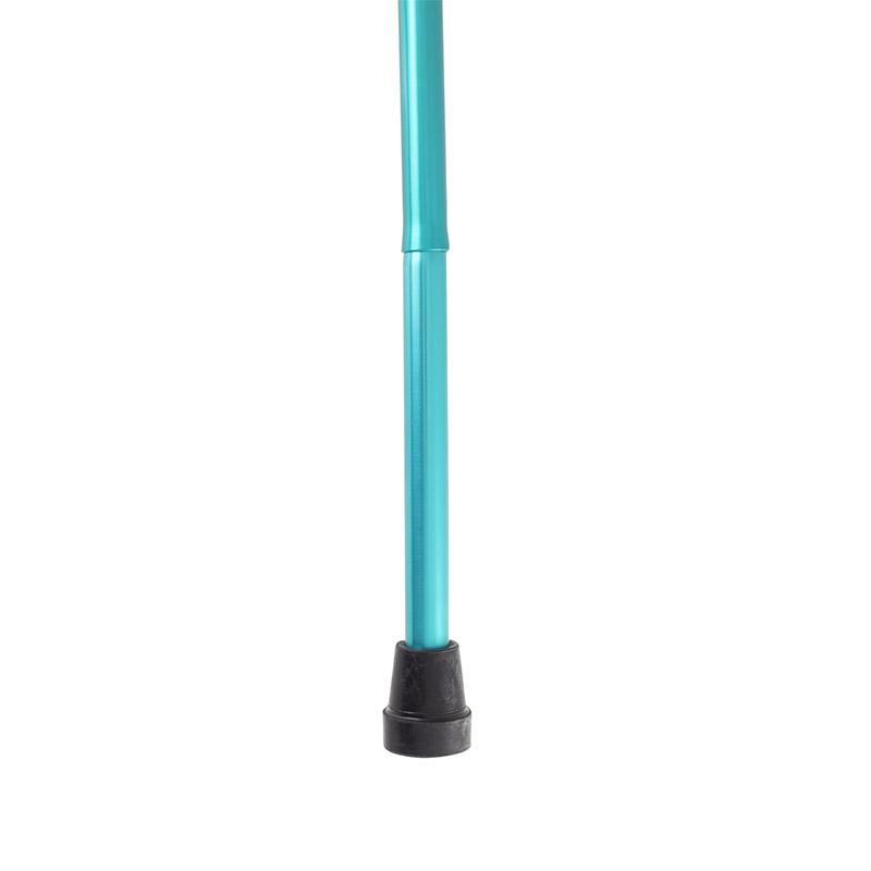Height-Adjustable Folding Metallic Teal Crutch Handle Walking Stick