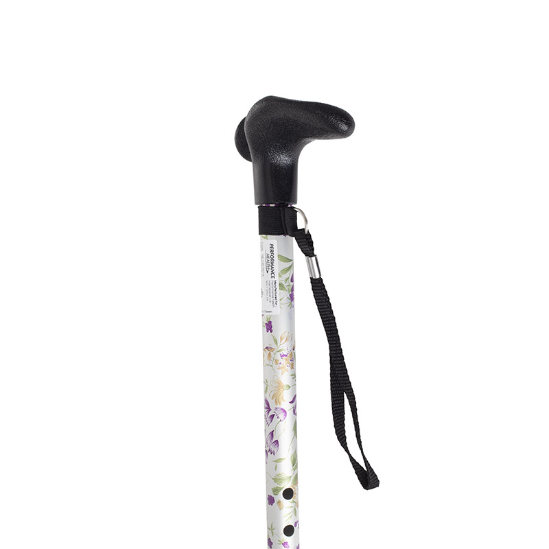 Woodland Flower Height Adjustable Walking Stick with Anatomic Handle and Flexyfoot Ferrule