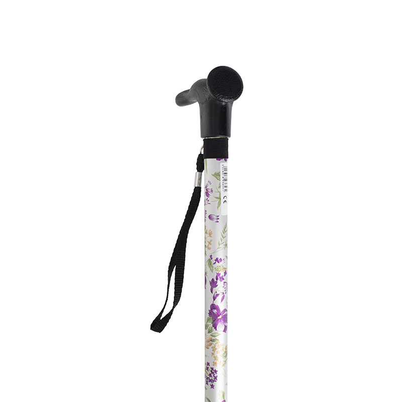 Woodland Flower Height Adjustable Walking Stick with Anatomic Handle and Flexyfoot Ferrule