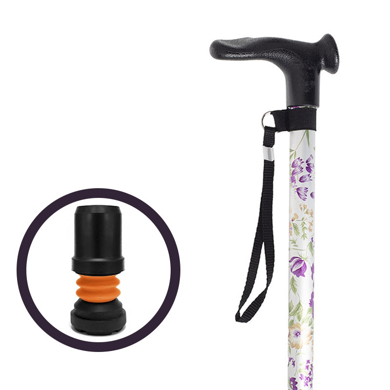 Woodland Flower Height Adjustable Walking Stick with Anatomic Handle and Flexyfoot Ferrule