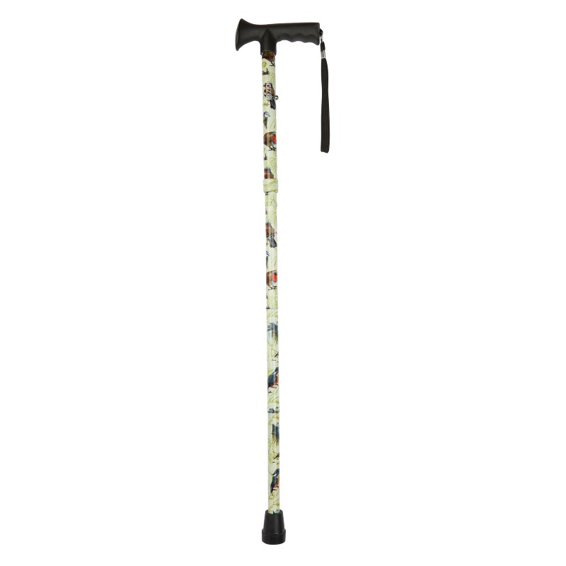 Ziggy Birds Height-Adjustable Folding Walking Stick with Gel Handle