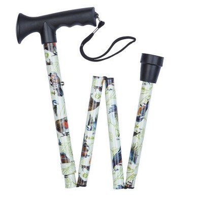 Ziggy Birds Height-Adjustable Folding Walking Stick with Gel Handle