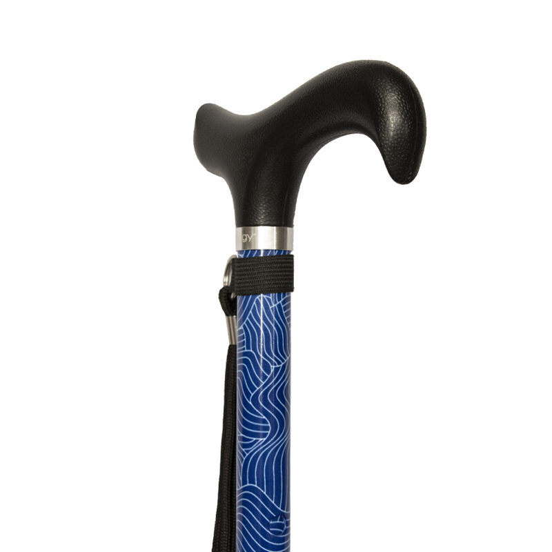Ziggy Blue Waves Height-Adjustable Walking Stick with Derby Handle