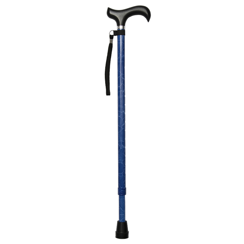 Ziggy Blue Waves Height-Adjustable Walking Stick with Derby Handle