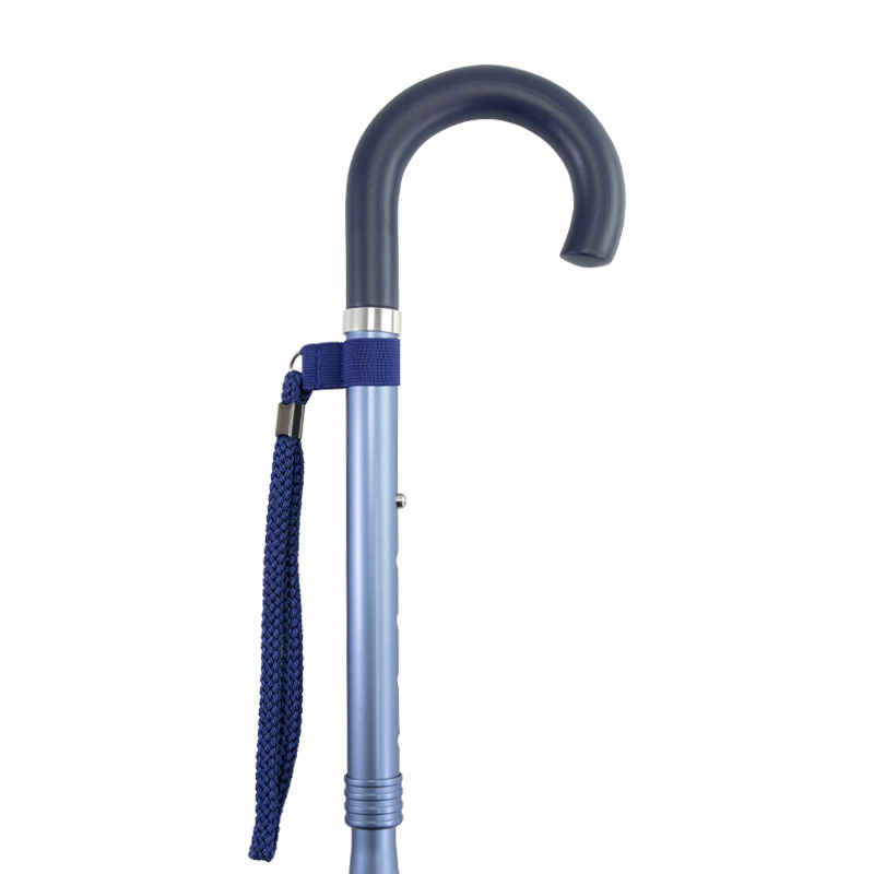 Ziggy Crook Handle Height-Adjustable Folding Walking Stick (Blue)