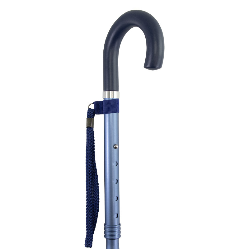 Ziggy Crook Handle Height-Adjustable Folding Walking Stick (Blue)