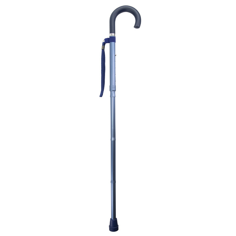 Ziggy Crook Handle Height-Adjustable Folding Walking Stick (Blue)