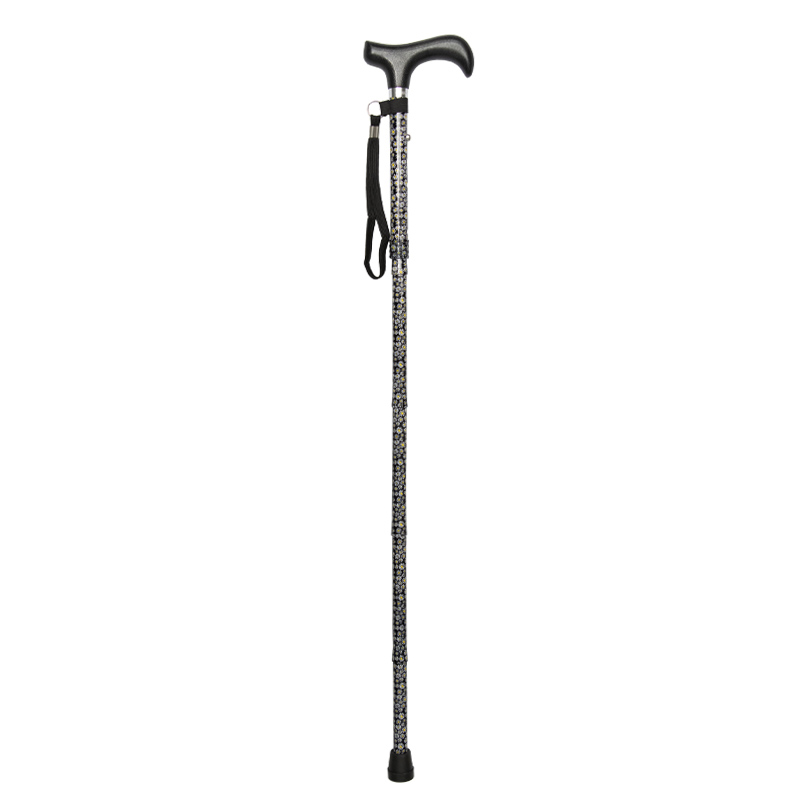 Ziggy Daisies Height-Adjustable Folding Walking Stick with Derby Handle