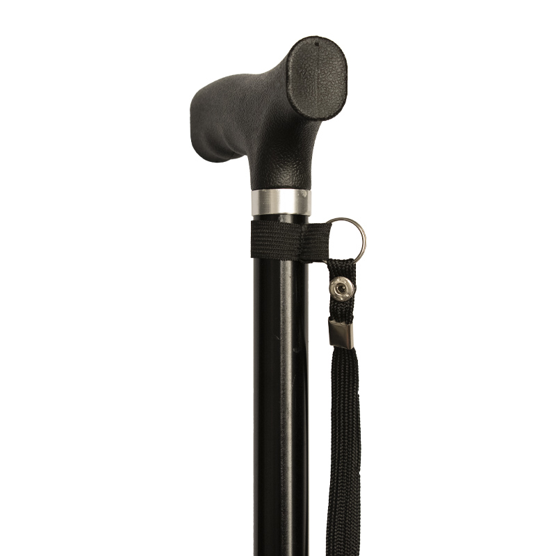 Ziggy Black Crutch-Handle Height-Adjustable Folding Walking Stick