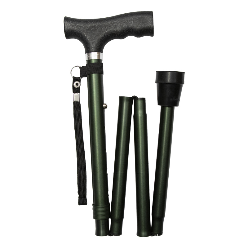 Ziggy Green Height-Adjustable Folding Walking Stick with Crutch Handle