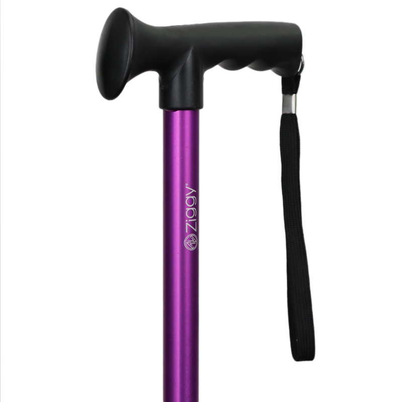 Ziggy Lilac Height-Adjustable Walking Stick with Gel Crutch Handle