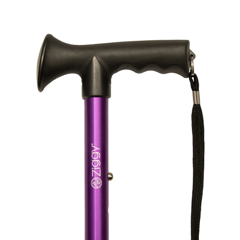 Ziggy Lilac Height-Adjustable Folding Walking Stick with Gel Crutch Handle