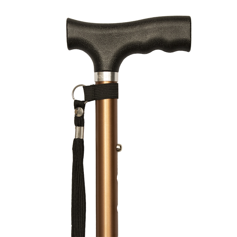 Ziggy Matte Bronze Height-Adjustable Folding Walking Stick with Crutch Handle