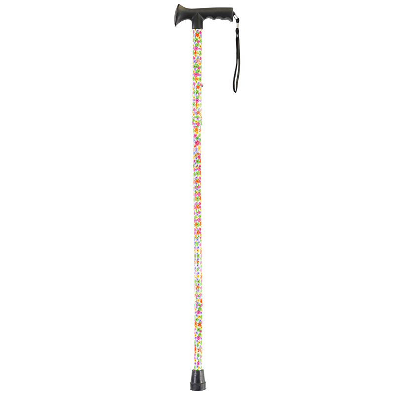 Ziggy Multifloral Height-Adjustable Folding Walking Stick with Gel Handle