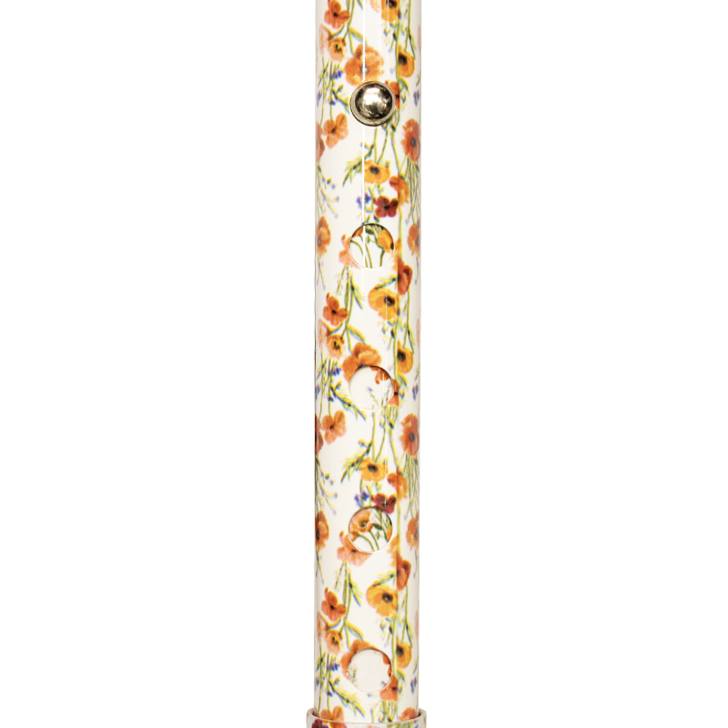 Ziggy Poppies Height-Adjustable Folding Walking Stick with Derby Handle