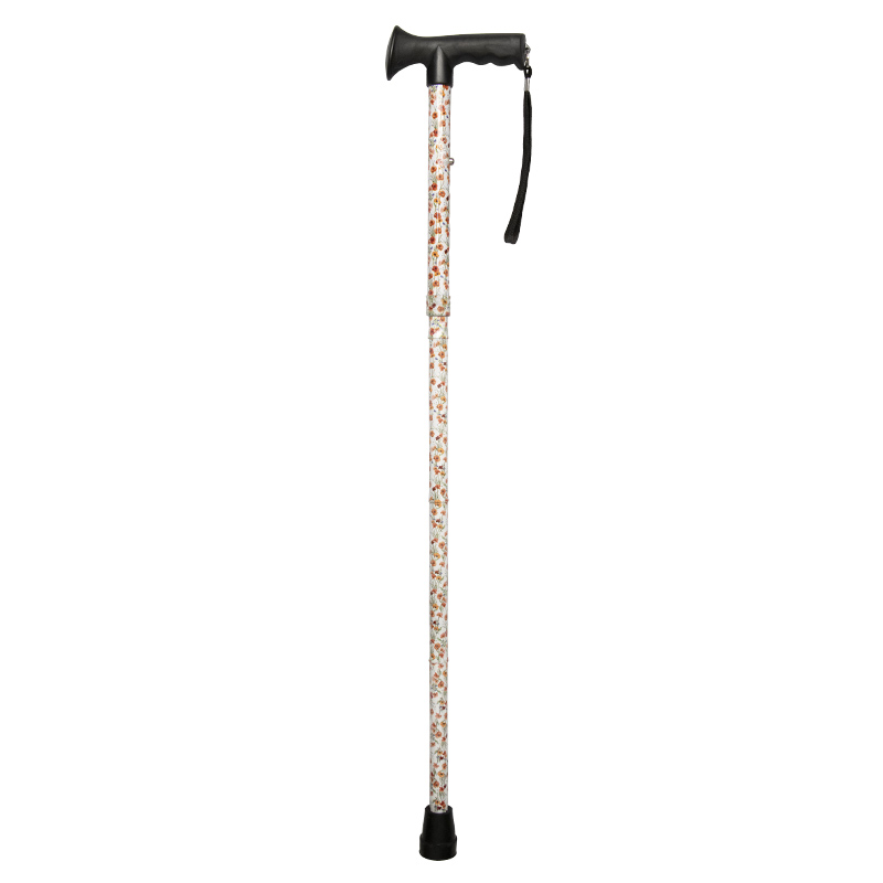 Ziggy Poppies Height-Adjustable Folding Walking Stick with Gel Crutch Handle
