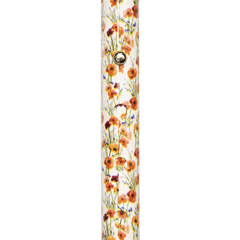 Ziggy Poppies Height-Adjustable Folding Walking Stick with Gel Crutch Handle